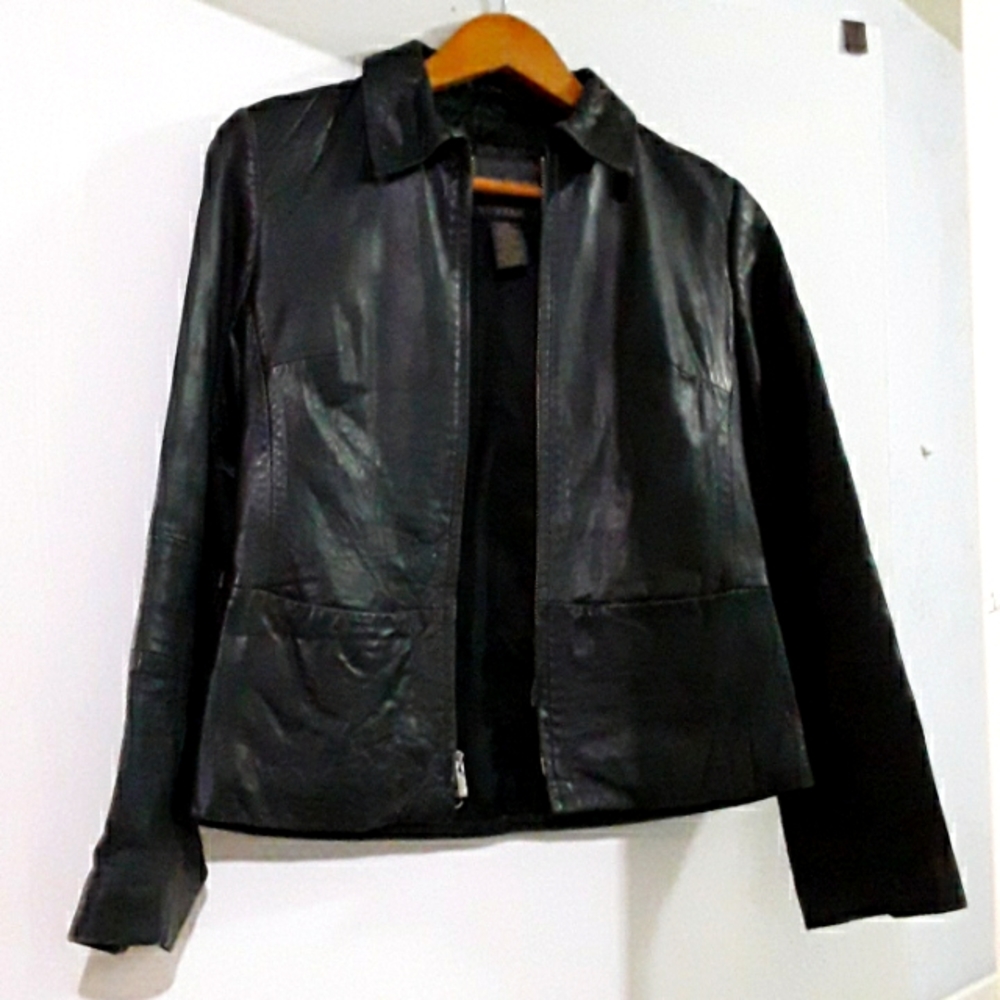 Leather Jacket, Banana Republic, XS, black